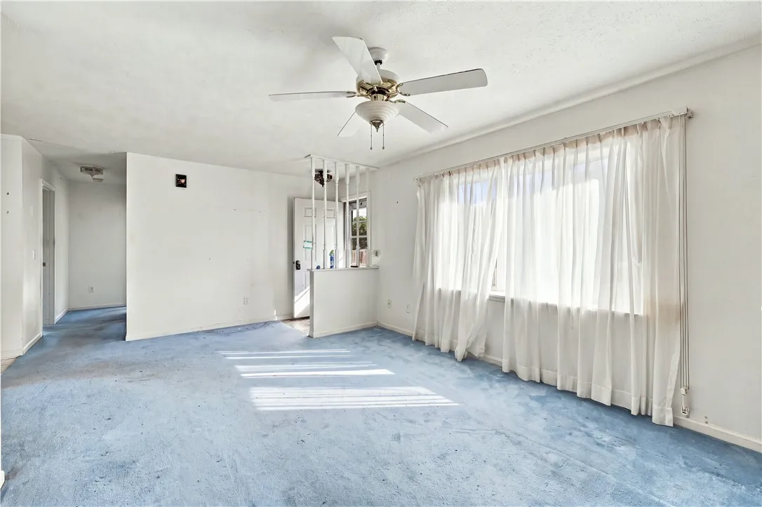 Living room looking down hallway