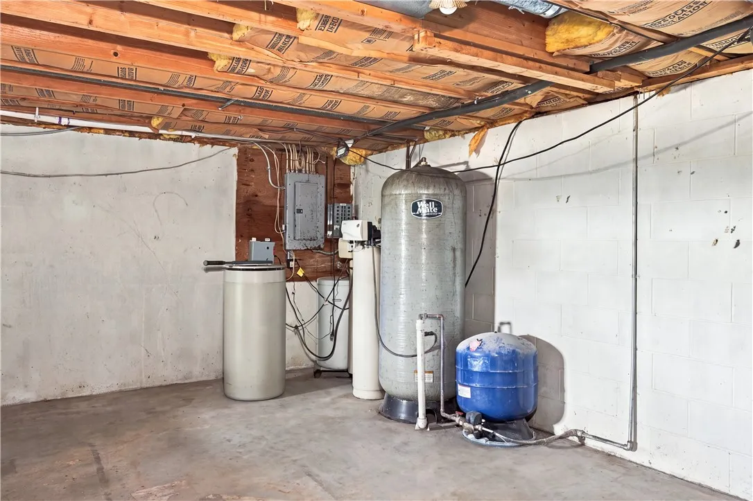Water system in basement, generator panel