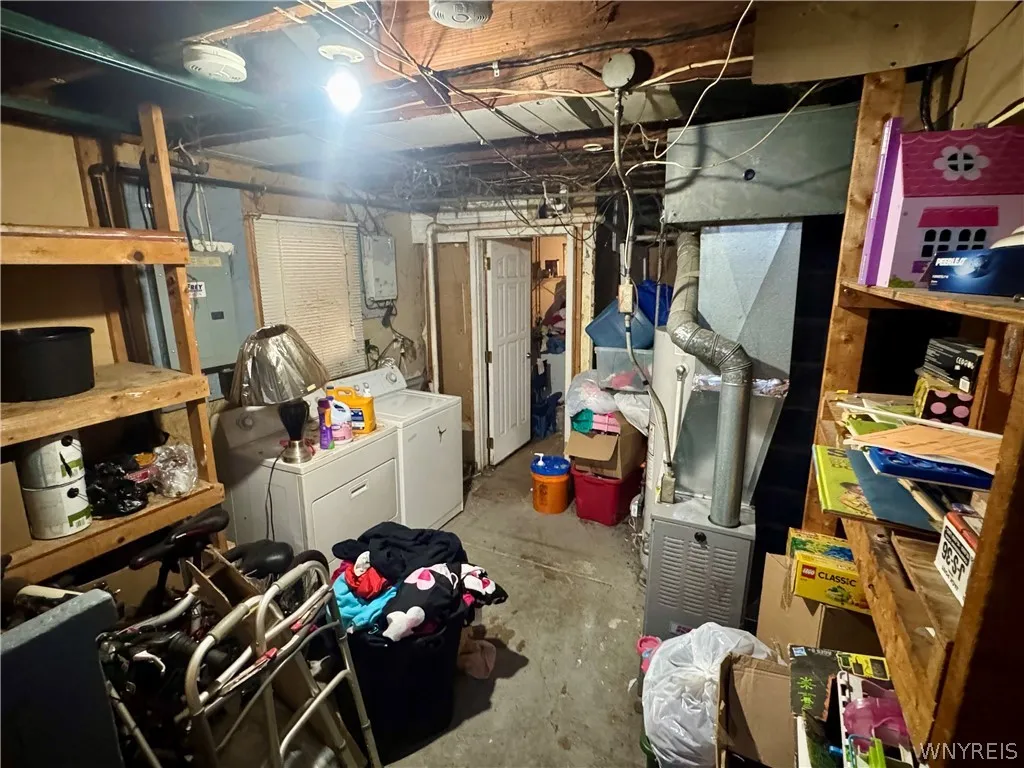 A spacious basement area offers abundant potential for customization and storage needs.