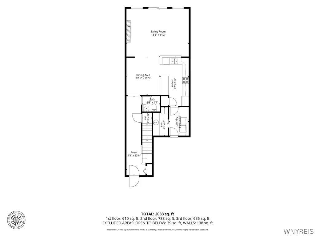 A detailed layout illustrates the functional flow of this multi-level home design.