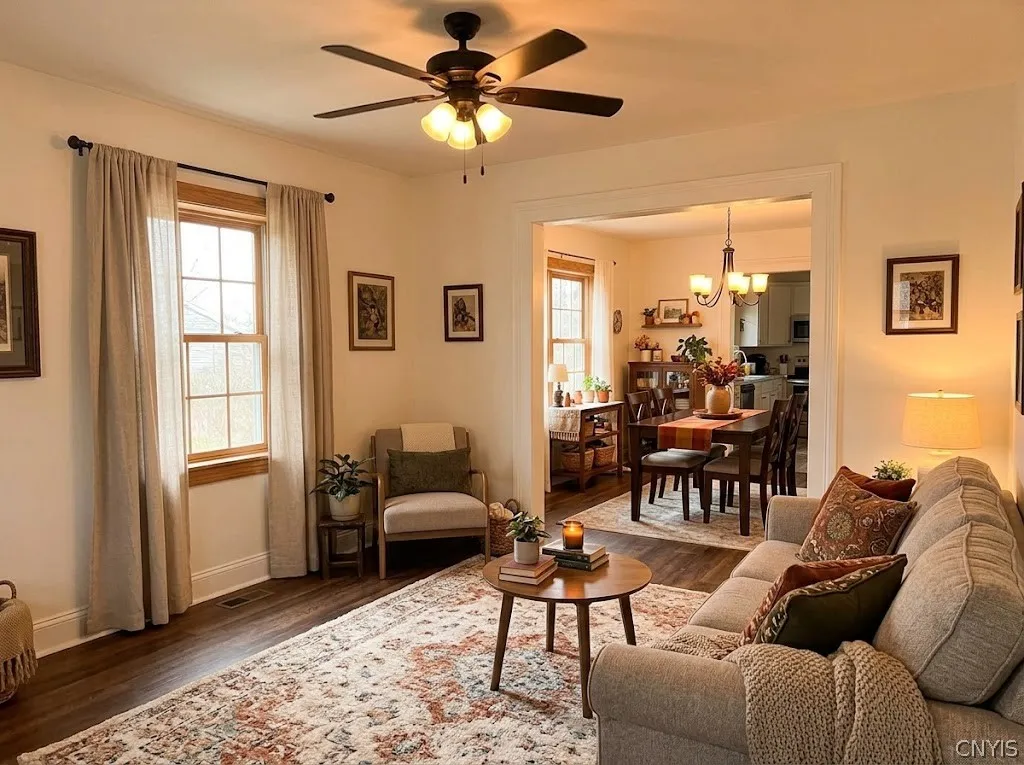 AI staged-Living rm & Dining rm.