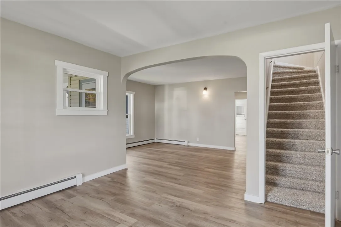 Steps from the living room to the second floor
