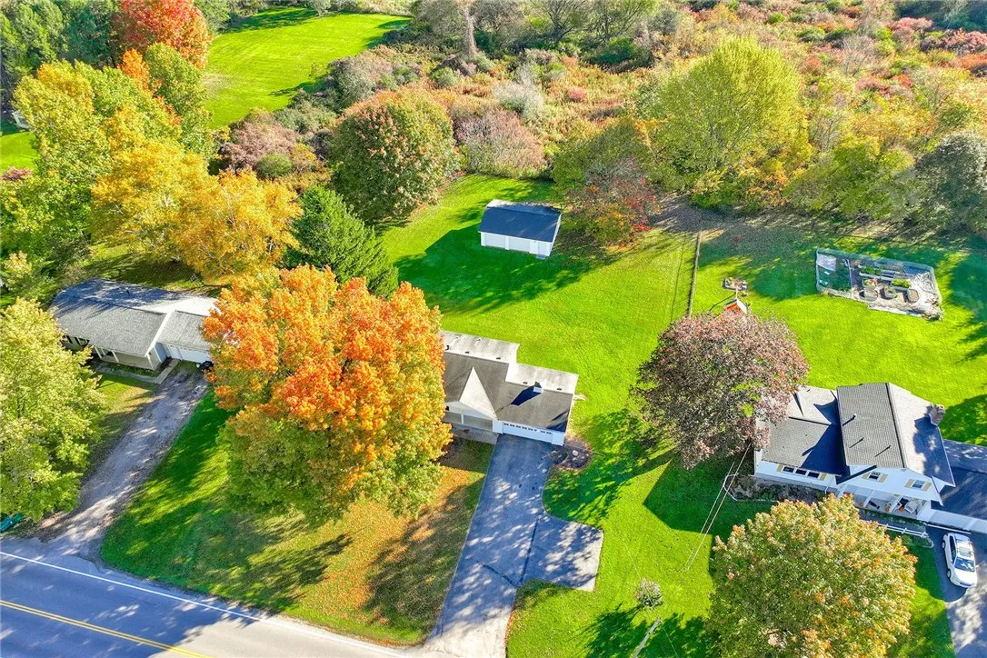 aerial view of the property showcasing the privacy behind.