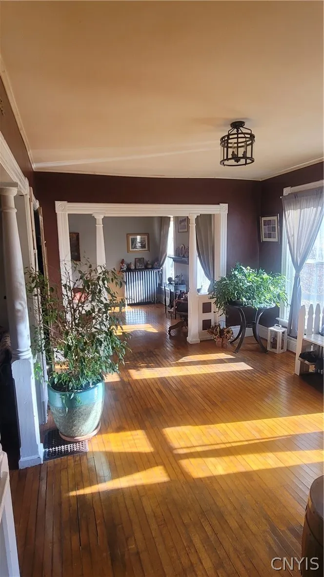 view from Front door to dining area