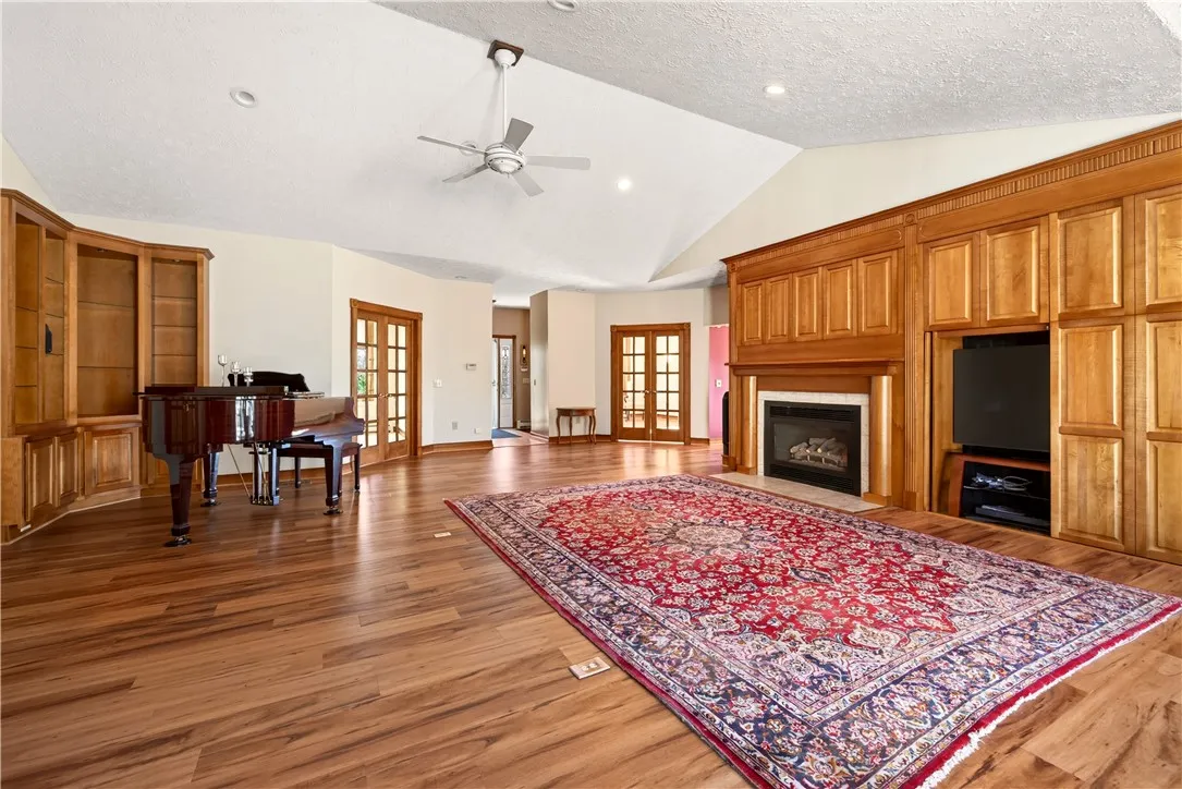 Main House Living room with custom cabinets