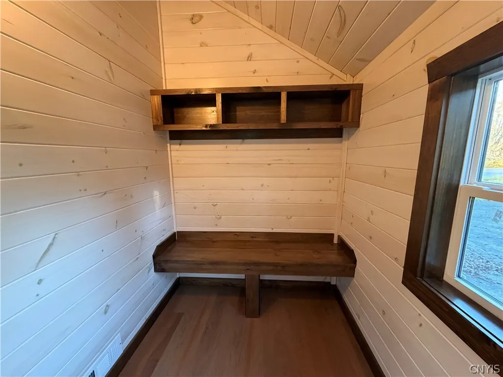 Custom bench and shelfs.