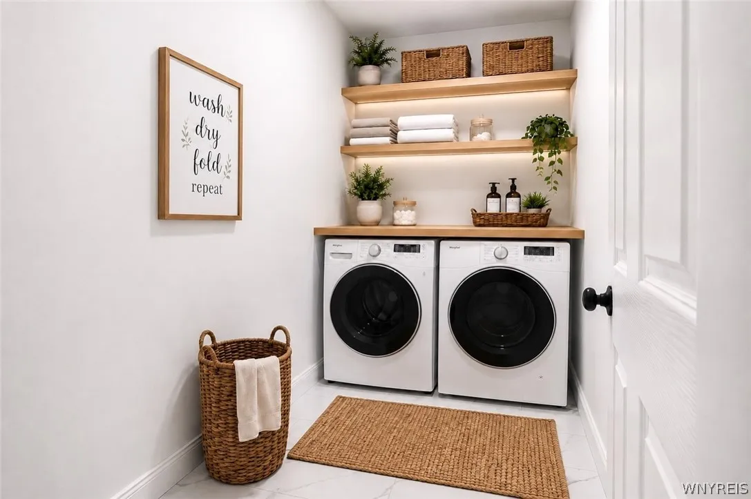 Virtual image, shelfs, washer & dryer not included