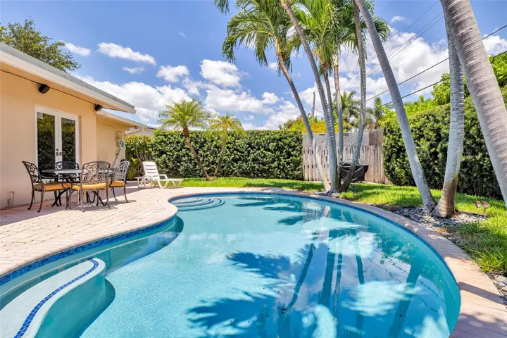 Heated pool in private backyard