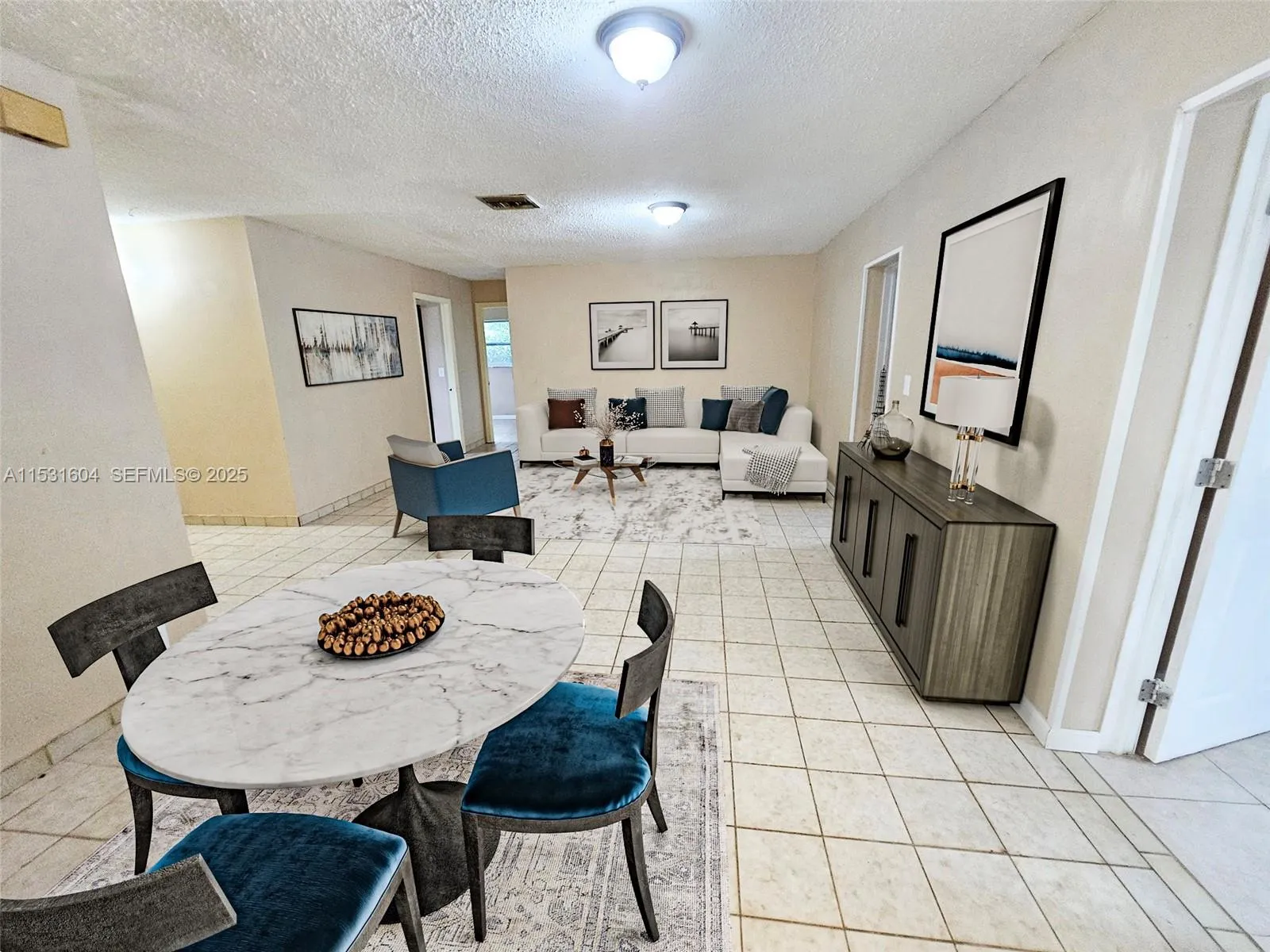 Virtual Staging of the living room and dining area