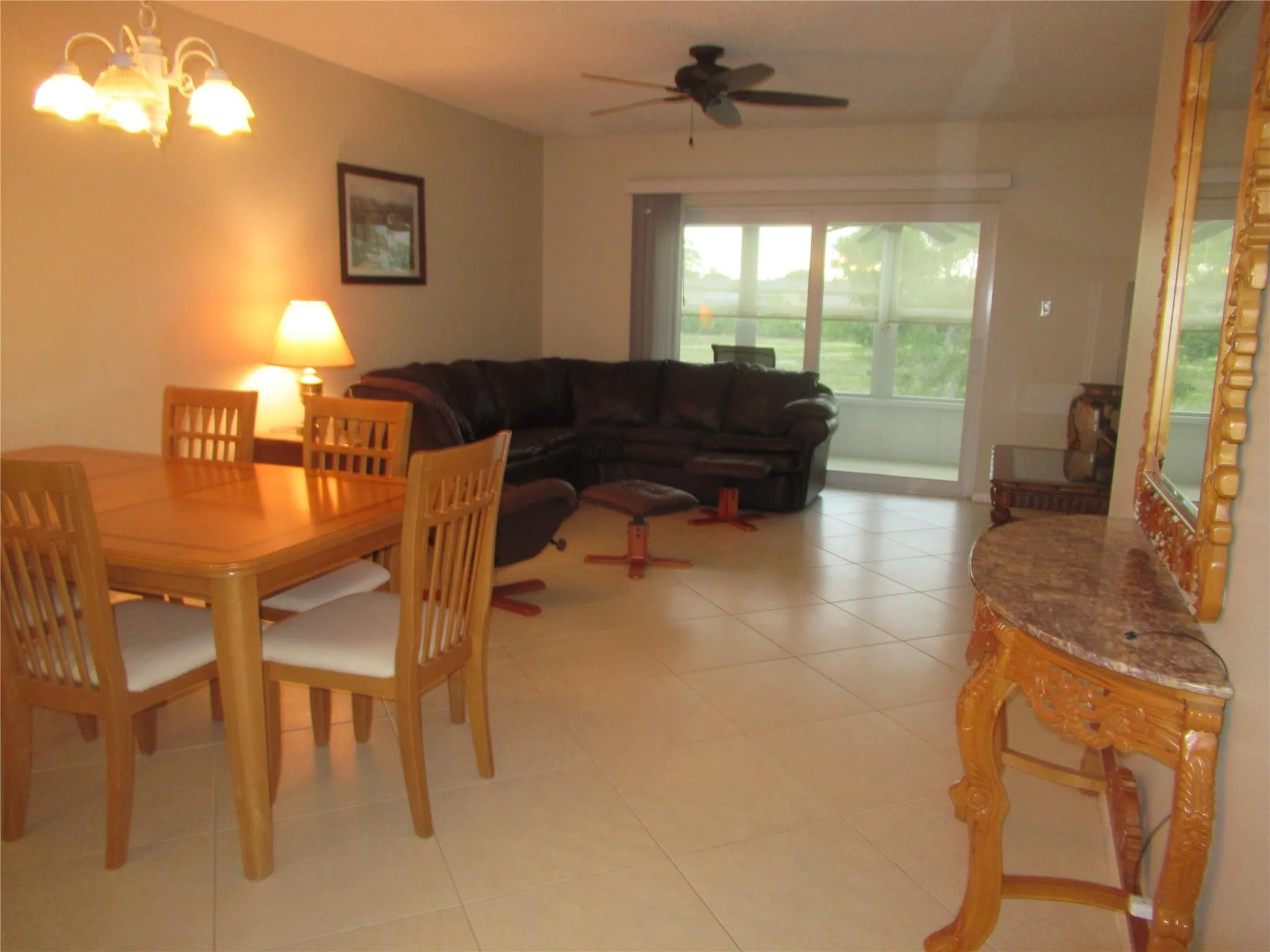 LIVING/DINING AREA - Very spacious, beautiful tile floors.