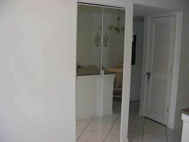 Mirrored door.