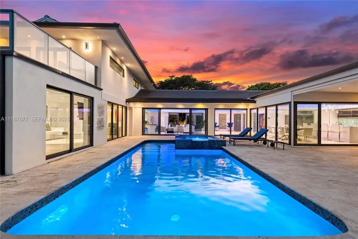 Sunset pool courtyard made for swims