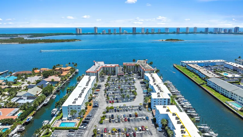 Aerial view looking east to the intracoastal and ocean.