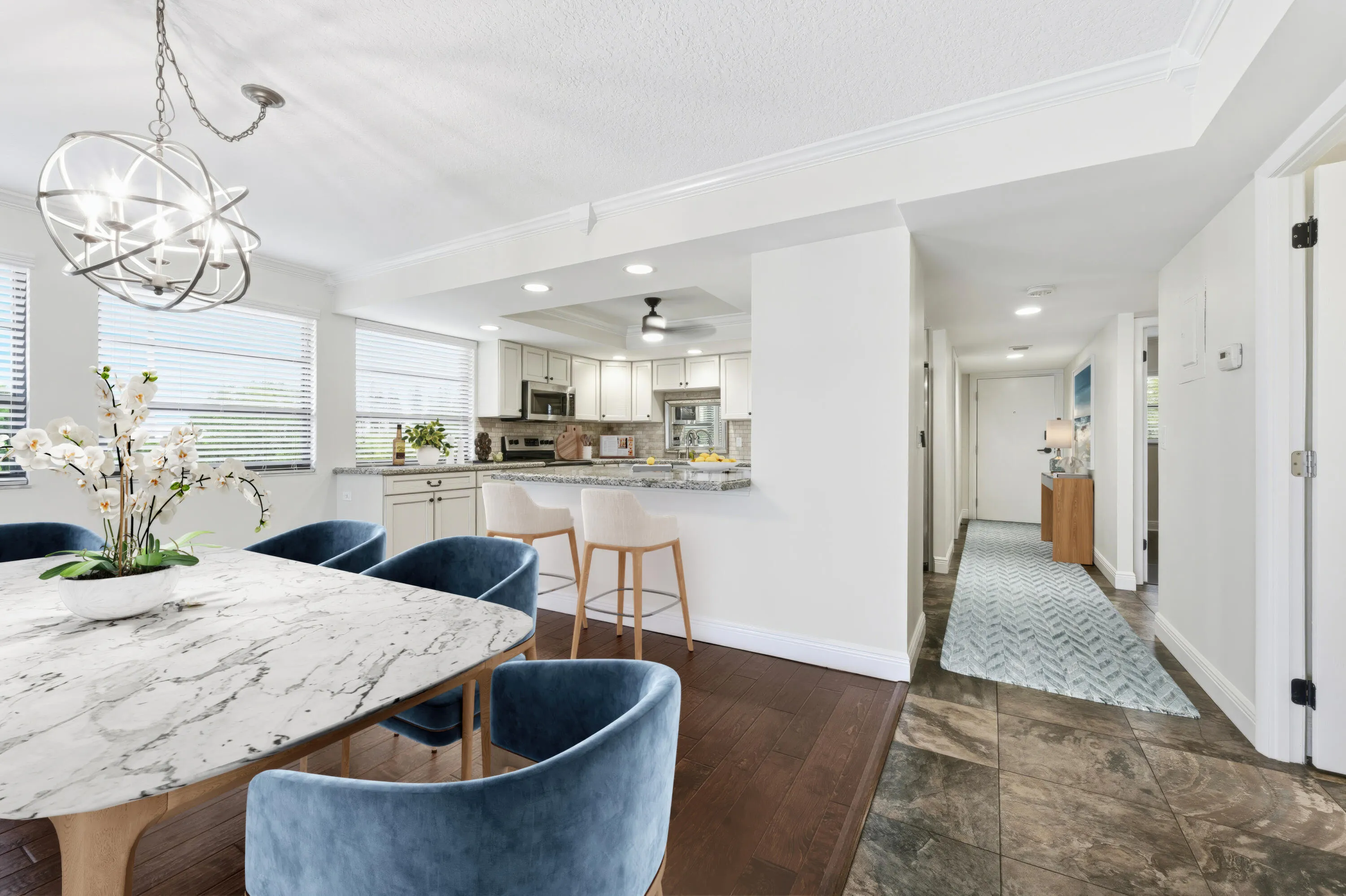 Virtually staged dining area