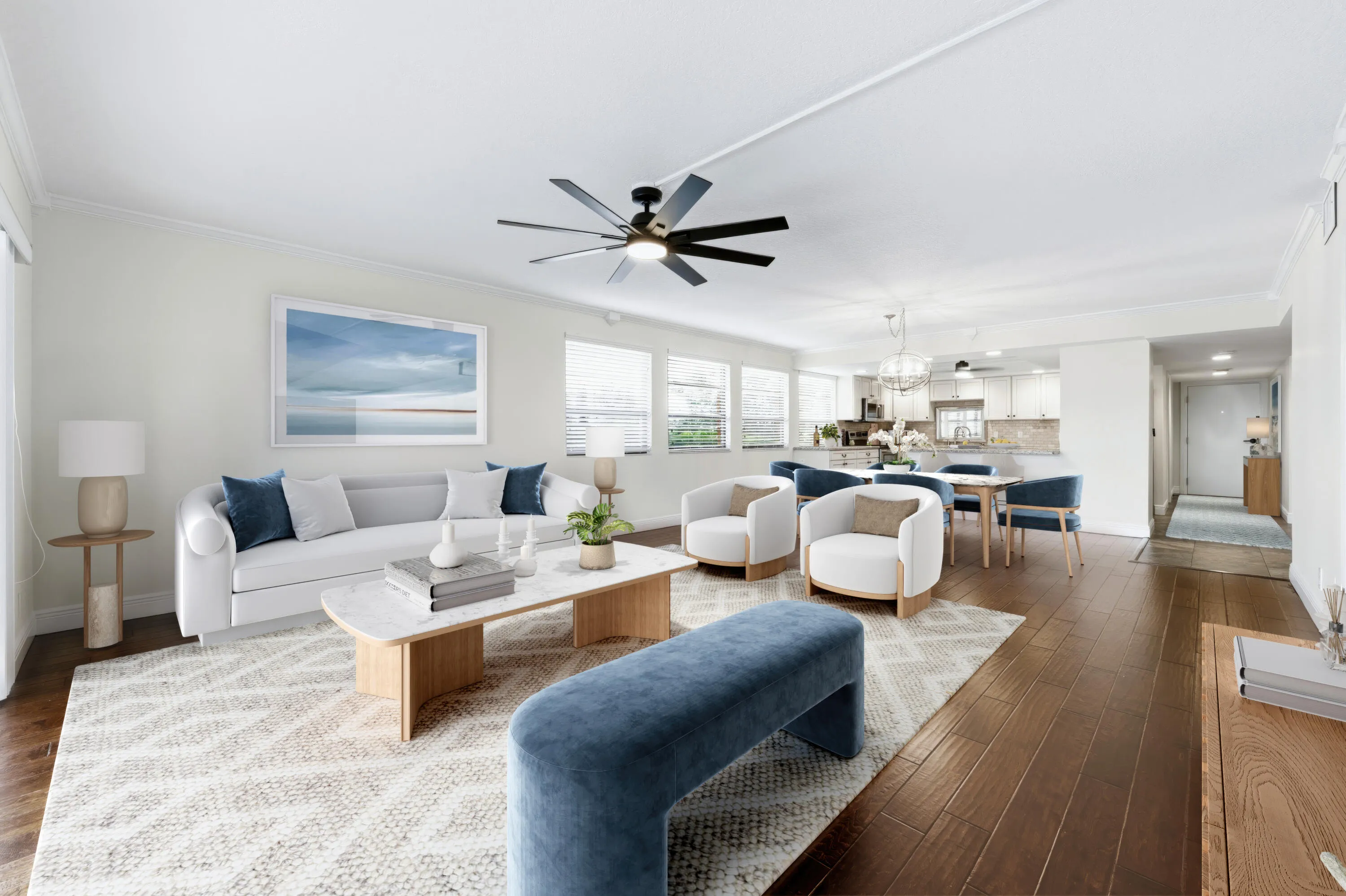 Virtually staged living room