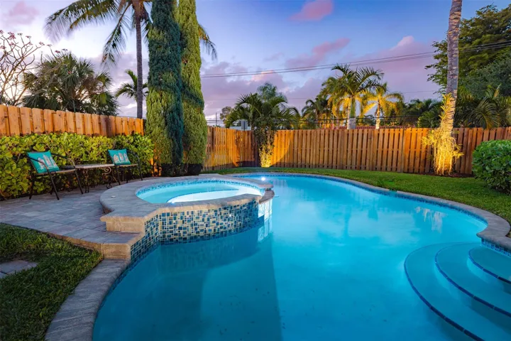 Custom pool with multi color lights