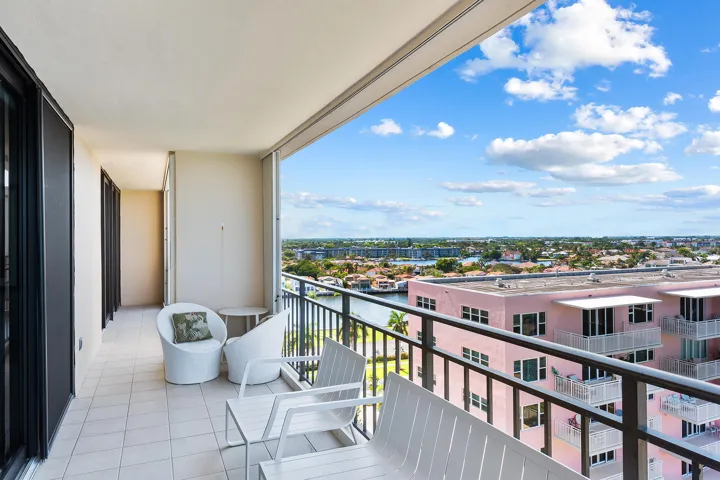 Expansive private balcony showcasing beautiful Intracoastal views