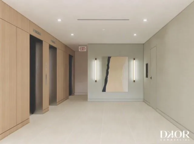 Artist's rendering of renovated elevator bank