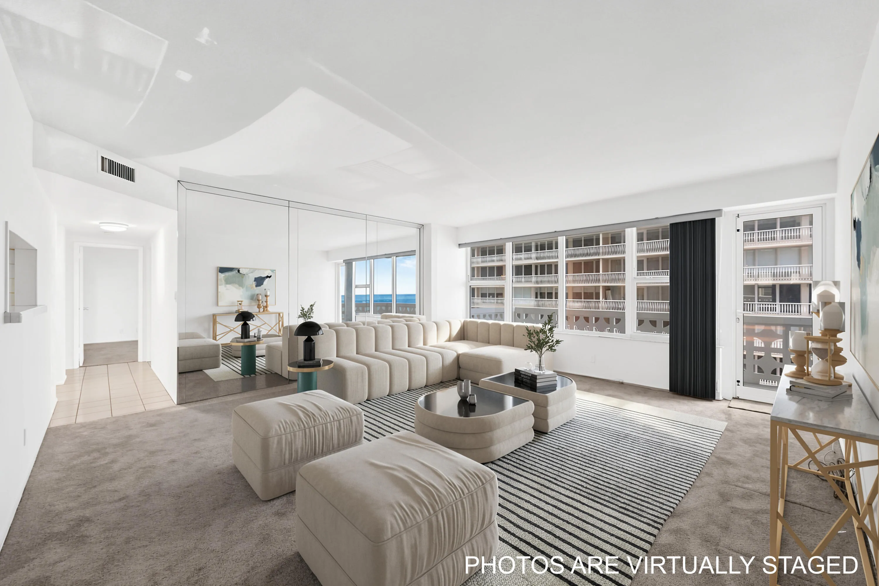 Virtualy staged living room