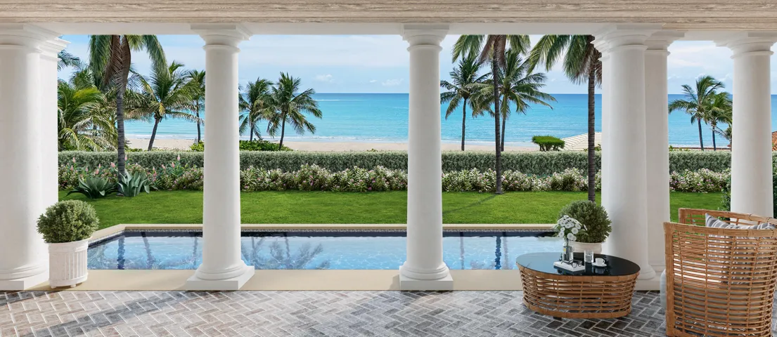 Covered Logia overlooking pool and Ocean
