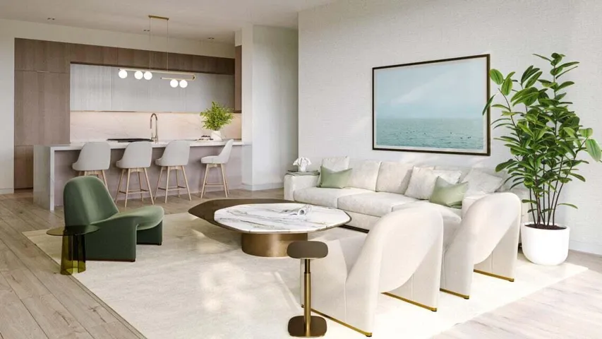 LIGHT BRIGHT, OPEN & AIRY KITCHEN & LIVING FEATURING 10FT CEILINGS, BEAUTIFUL 36X36 TILE OR WOOD PLANK FLOORING