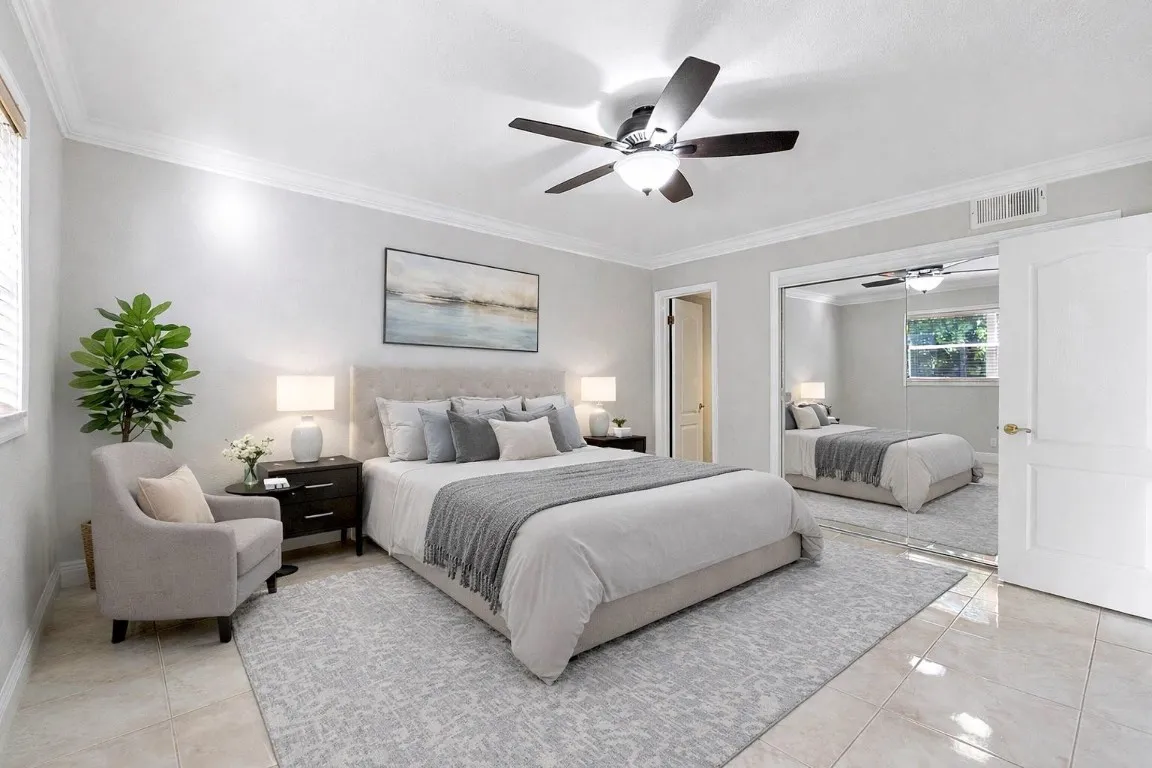 Virtually staged master bedroom