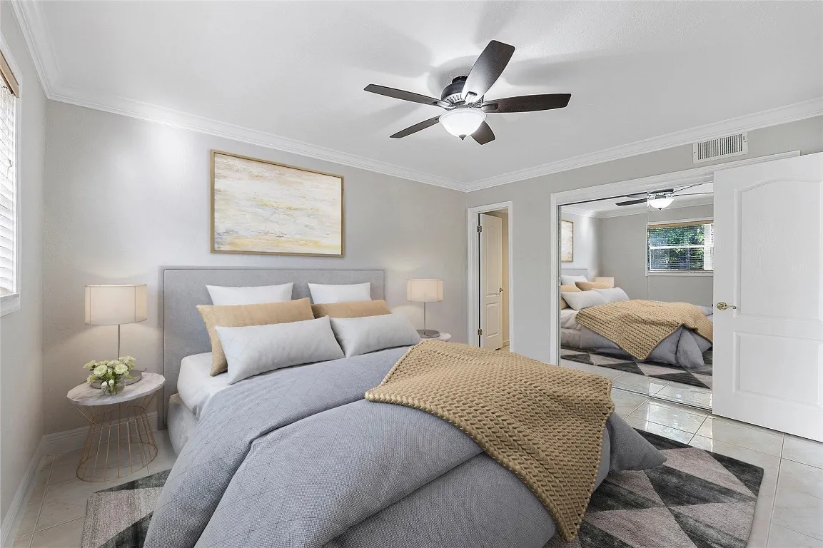 Virtually staged master bedroom