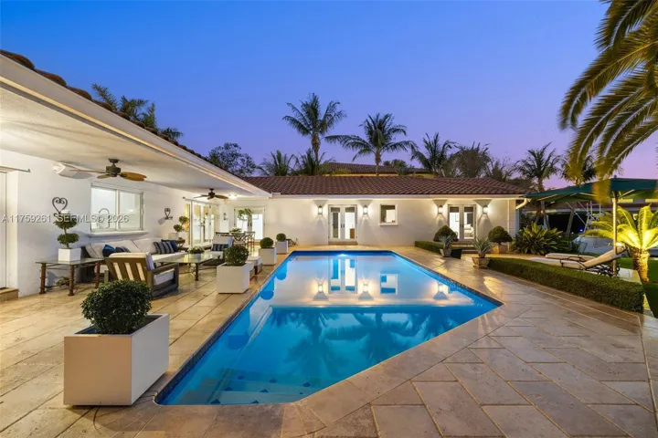 Inviting roofed patio & waterfront terraces
