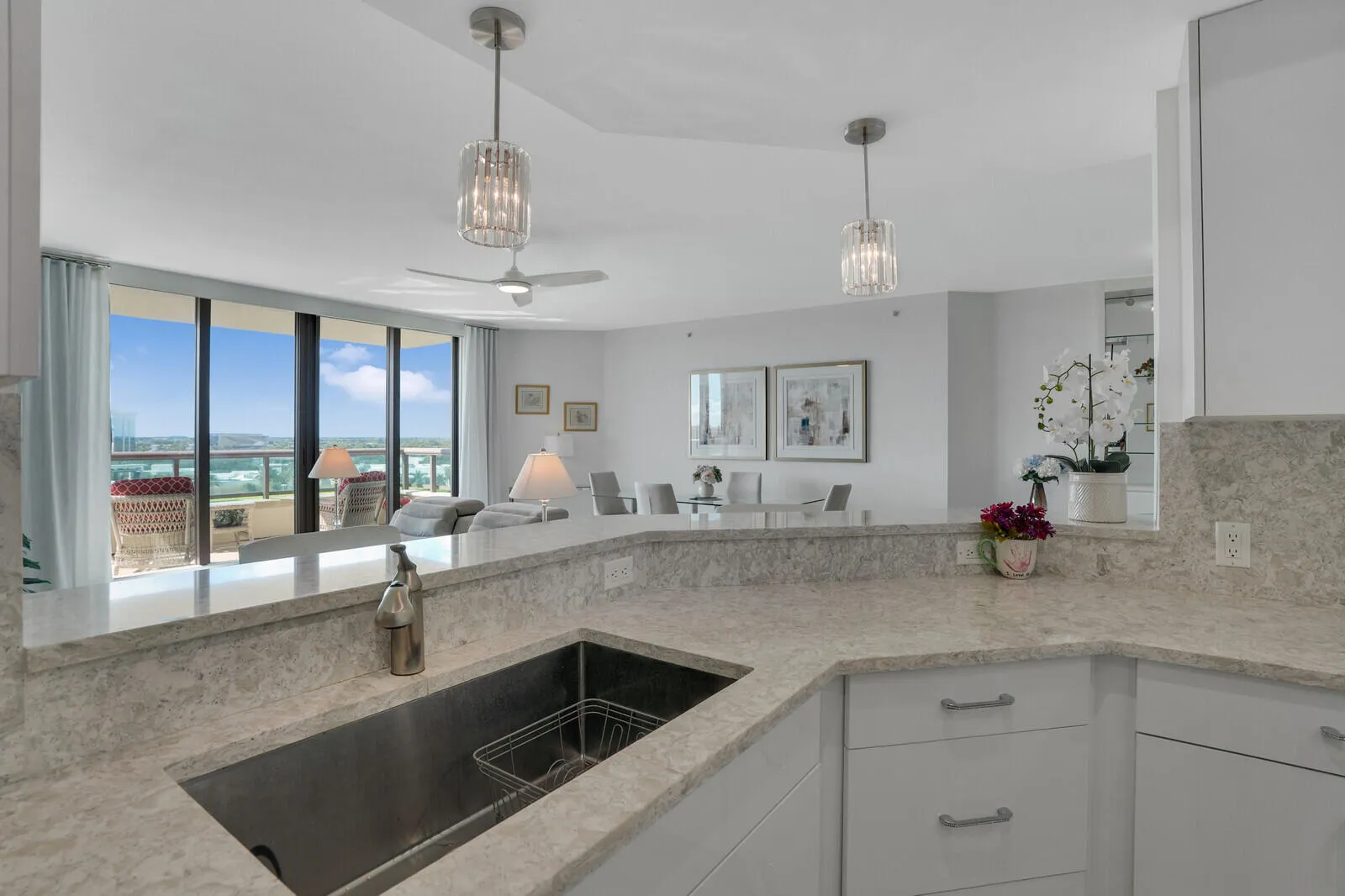 Kitchen with Lake View