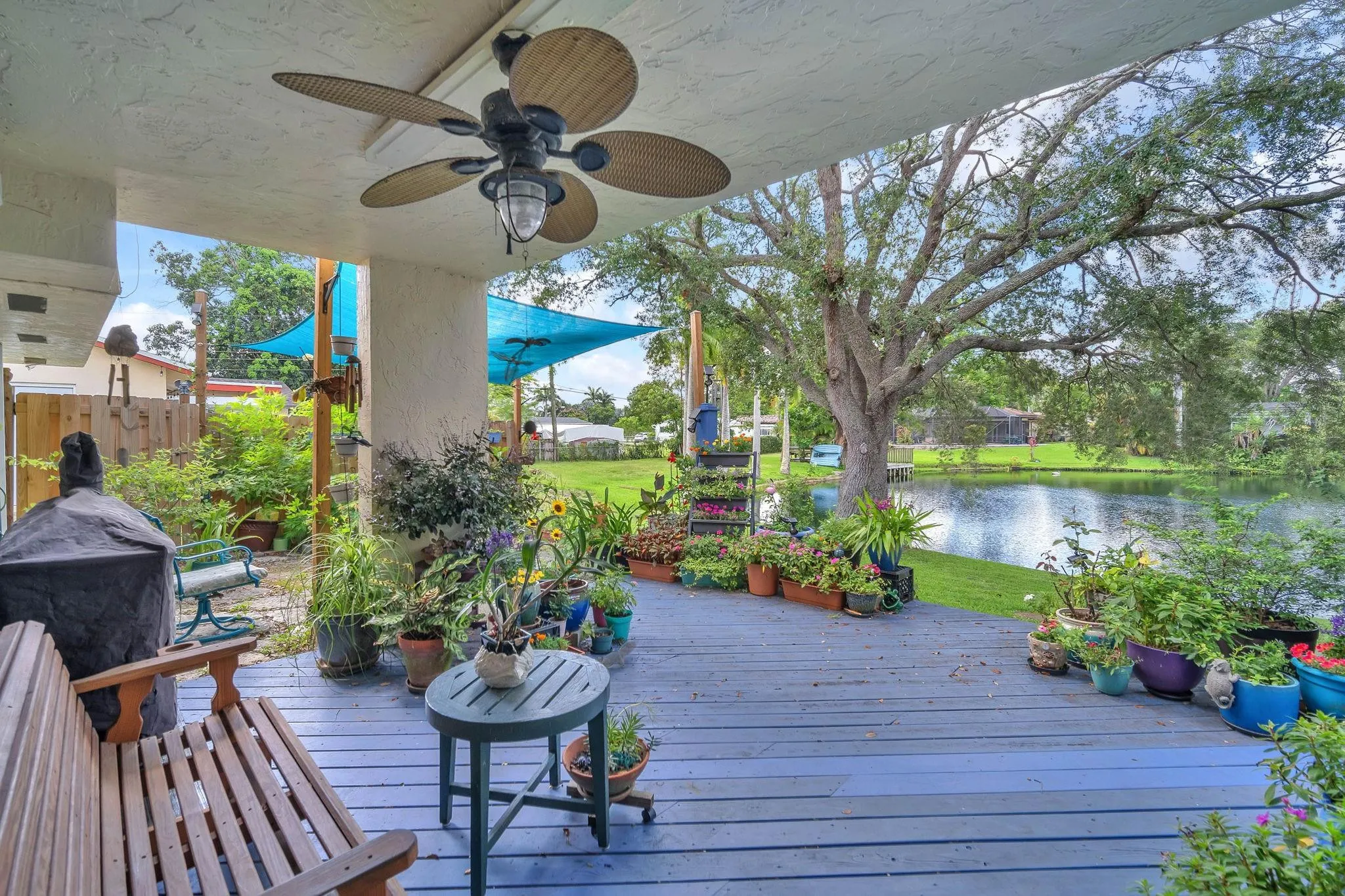 Covered open patio deck