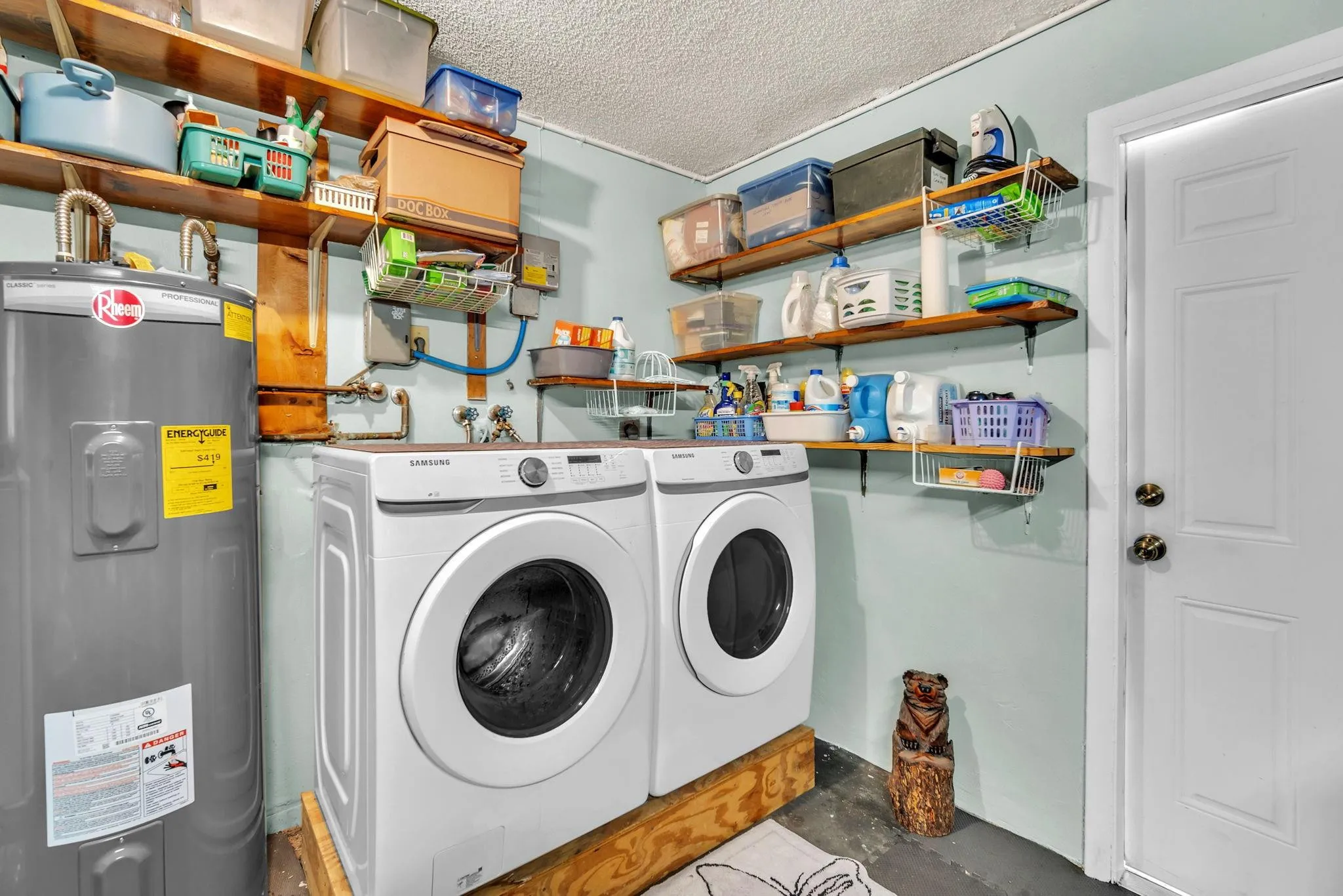 New washer and dryer located in the garage