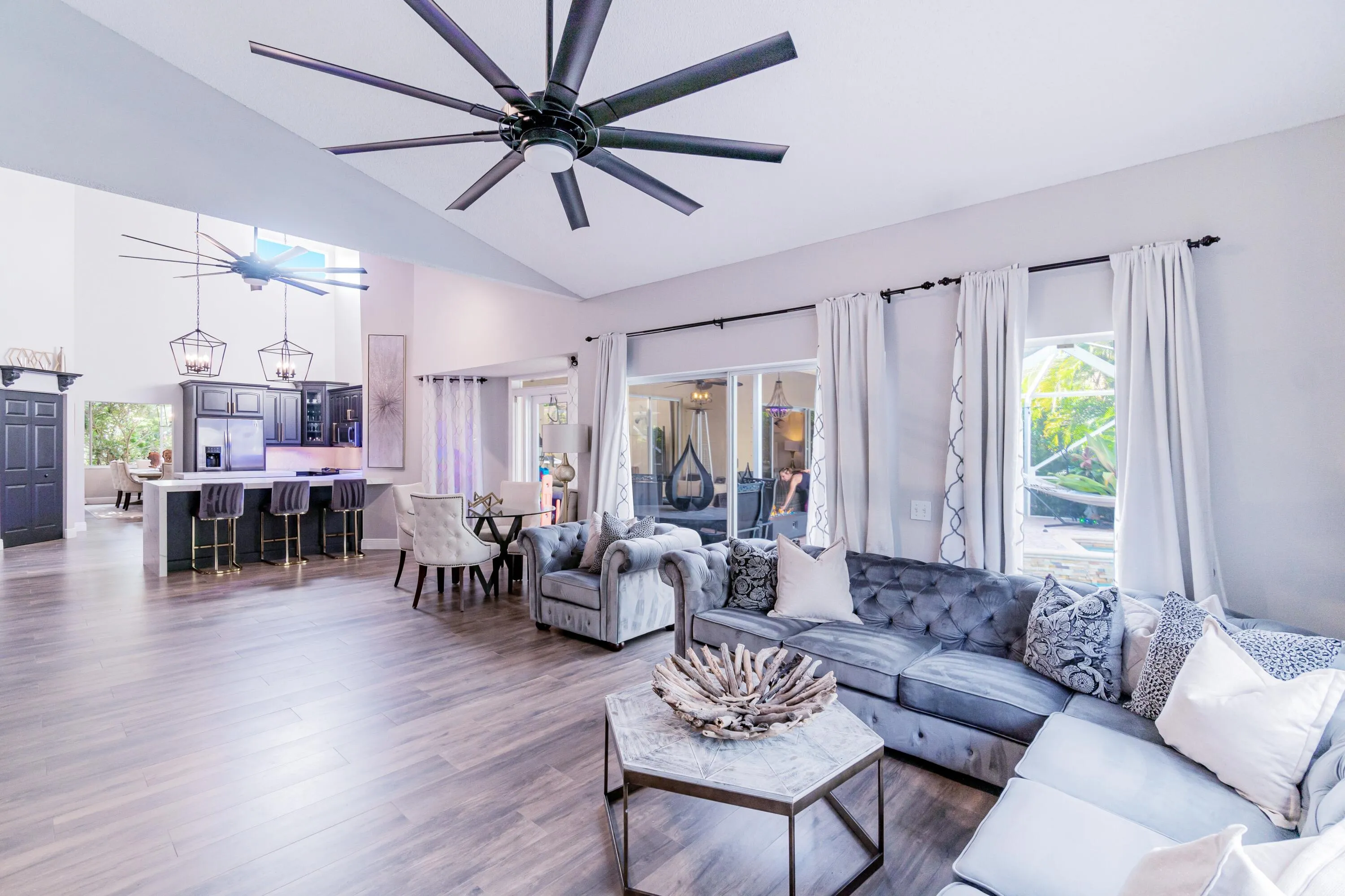 Open family room for entertaining