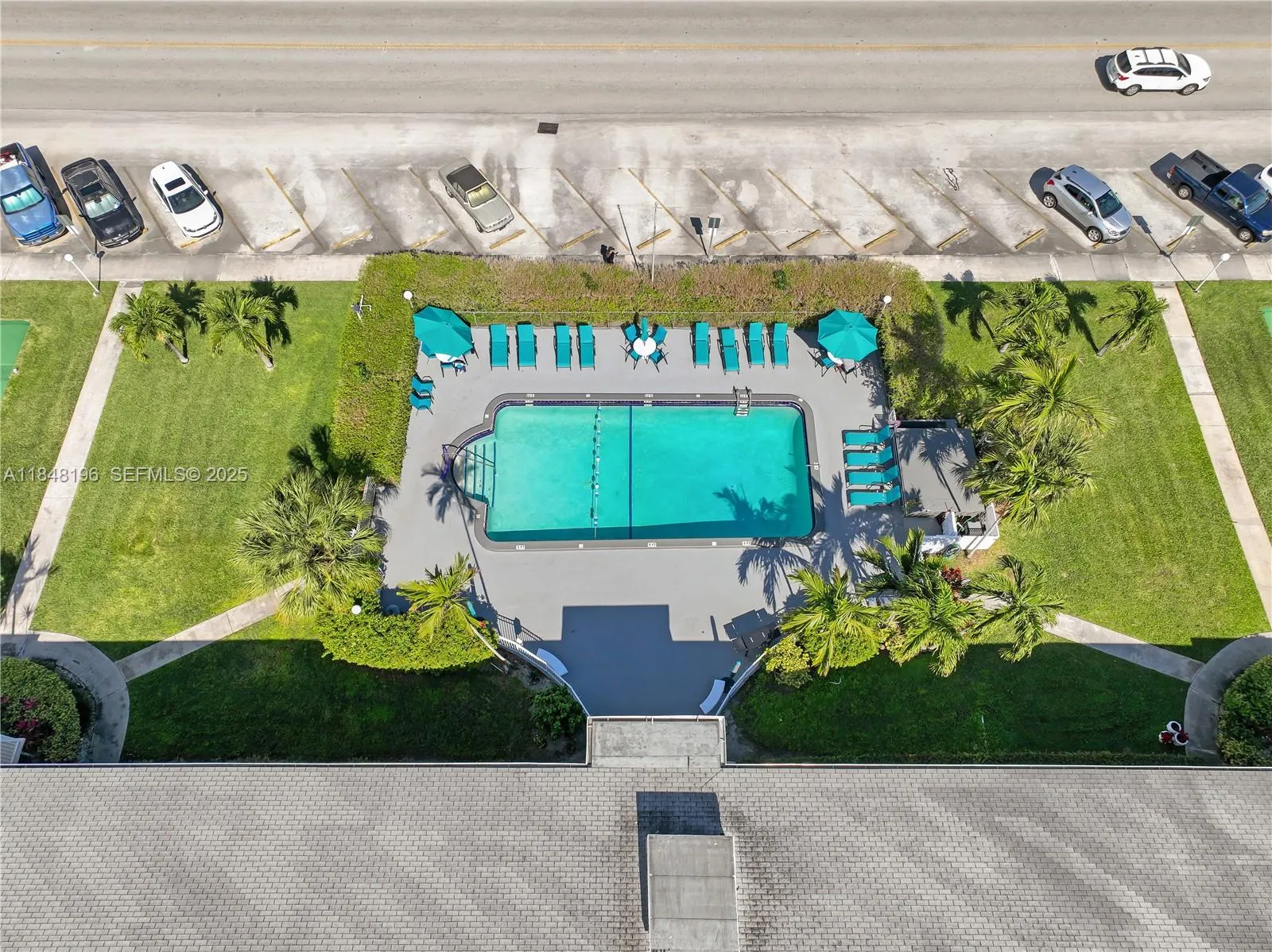 POOL & STREET PARKING aerial view