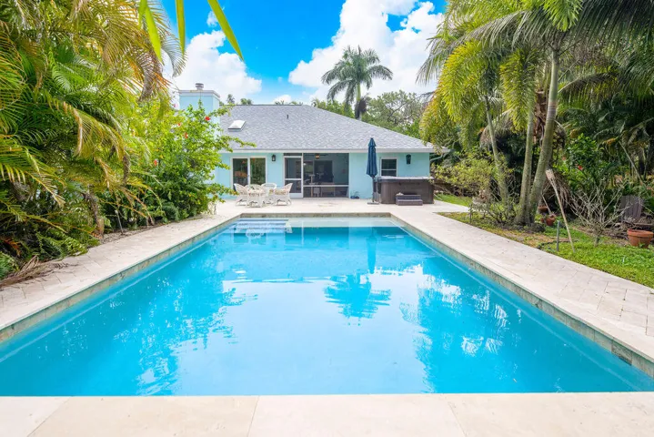 Backyard view of pool