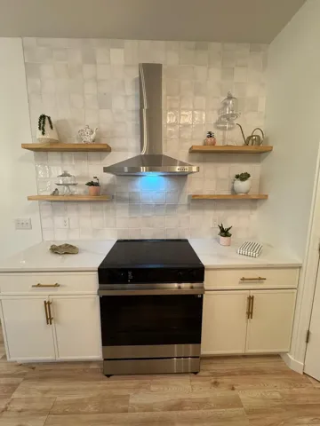 Floating shelves & custom tile!