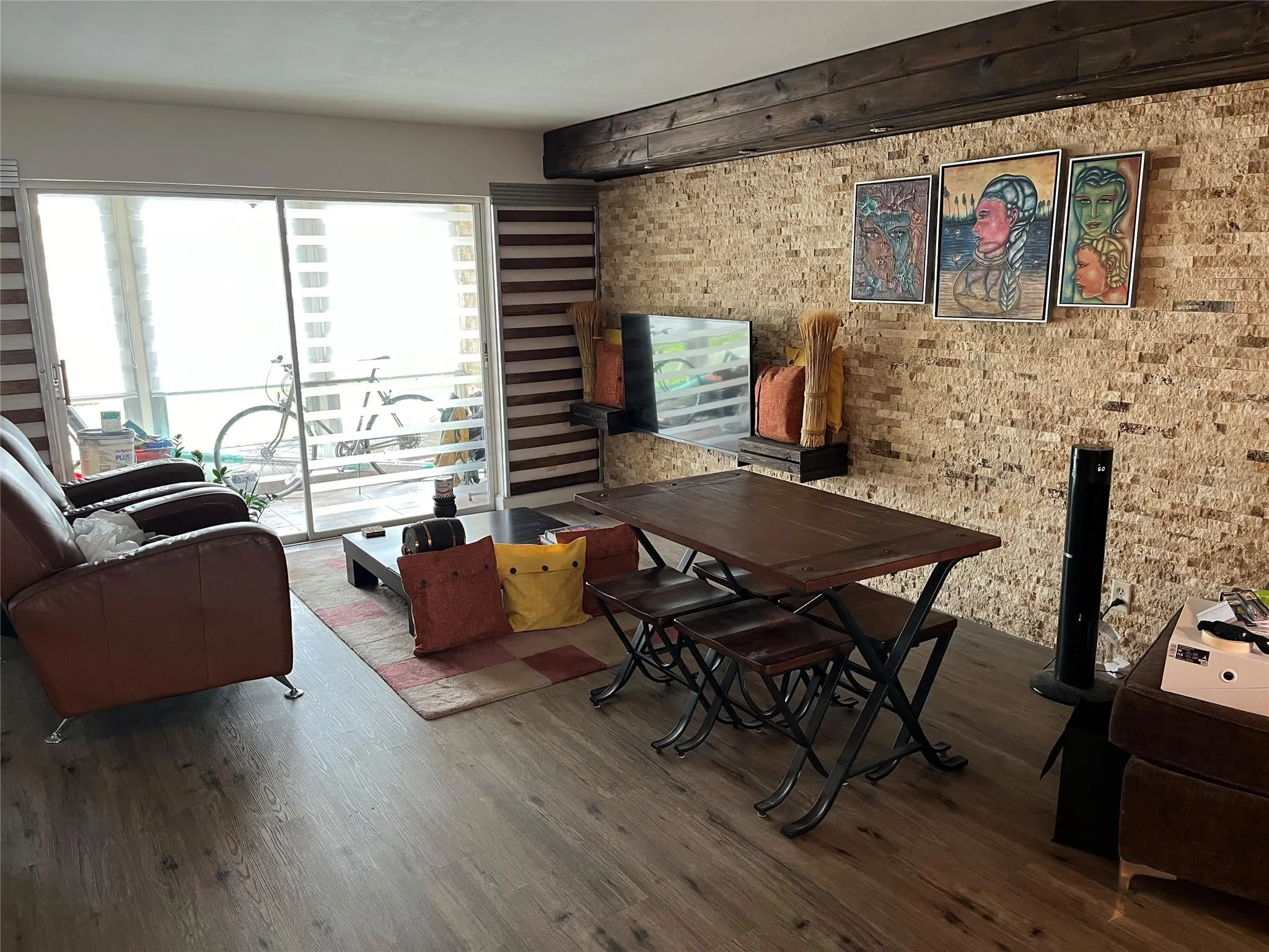 Open living area showing lakeview balcony.