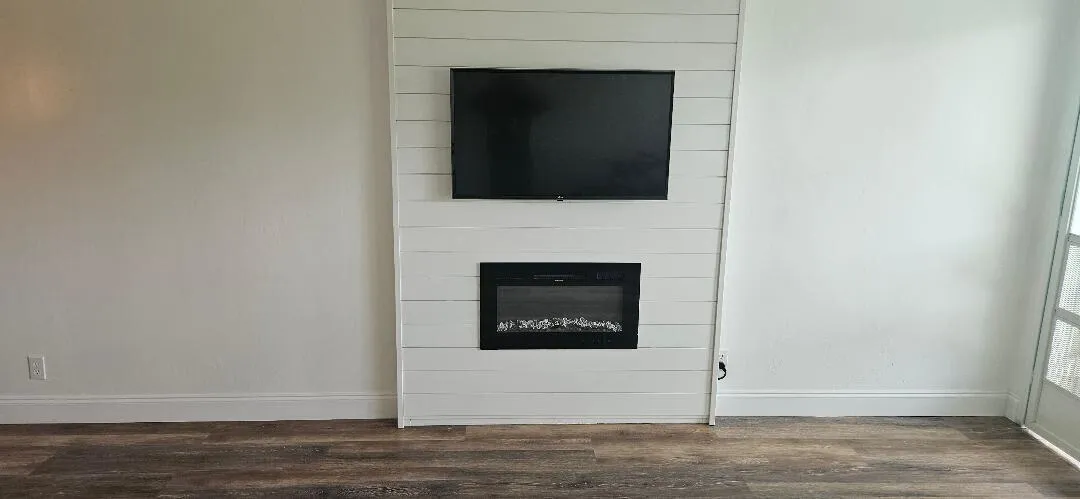 faux fireplace and tv
