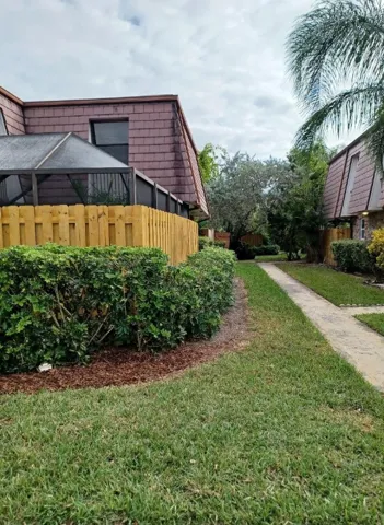 New wood fencing around courtyard