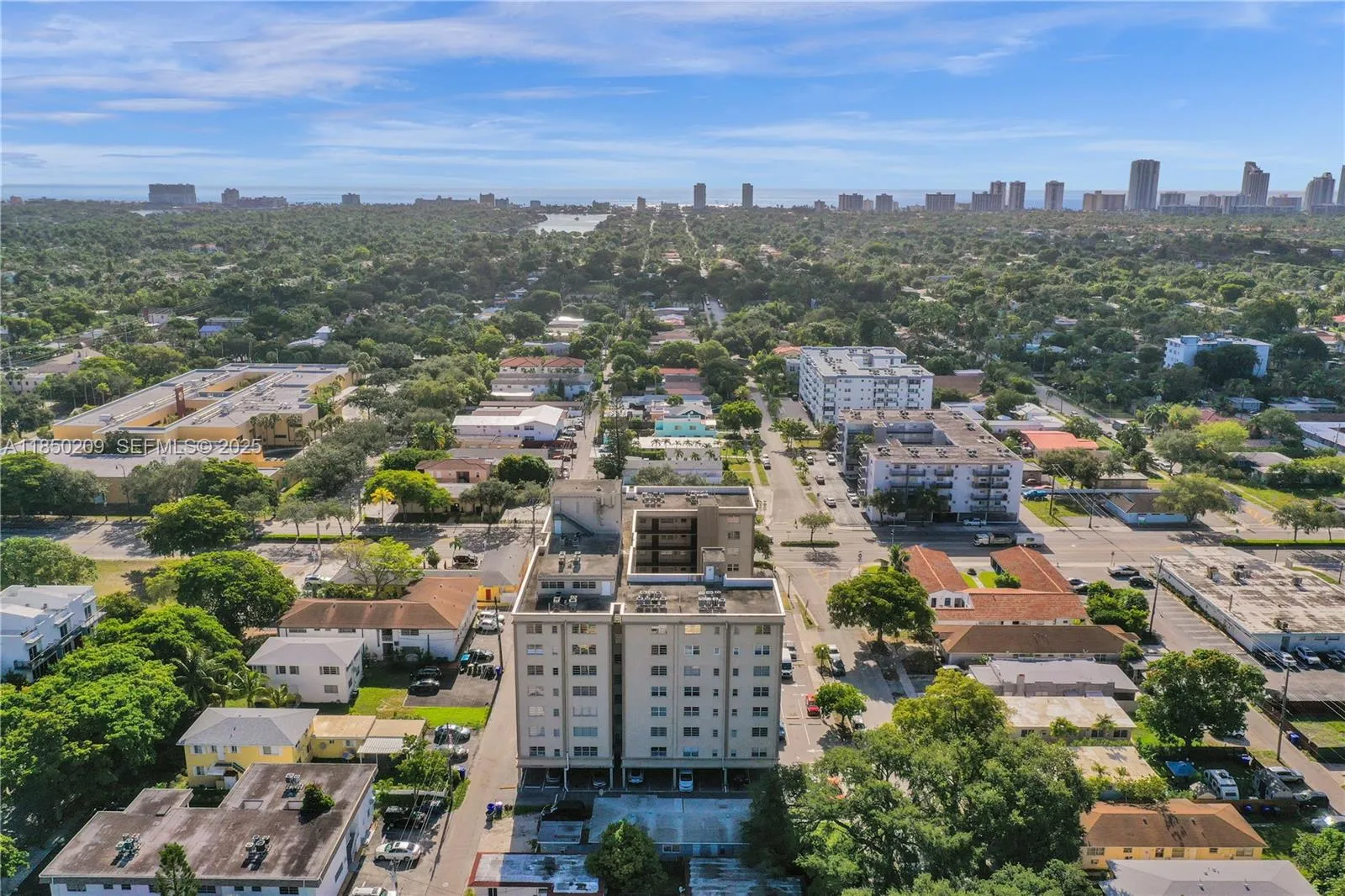Aerial view facing east