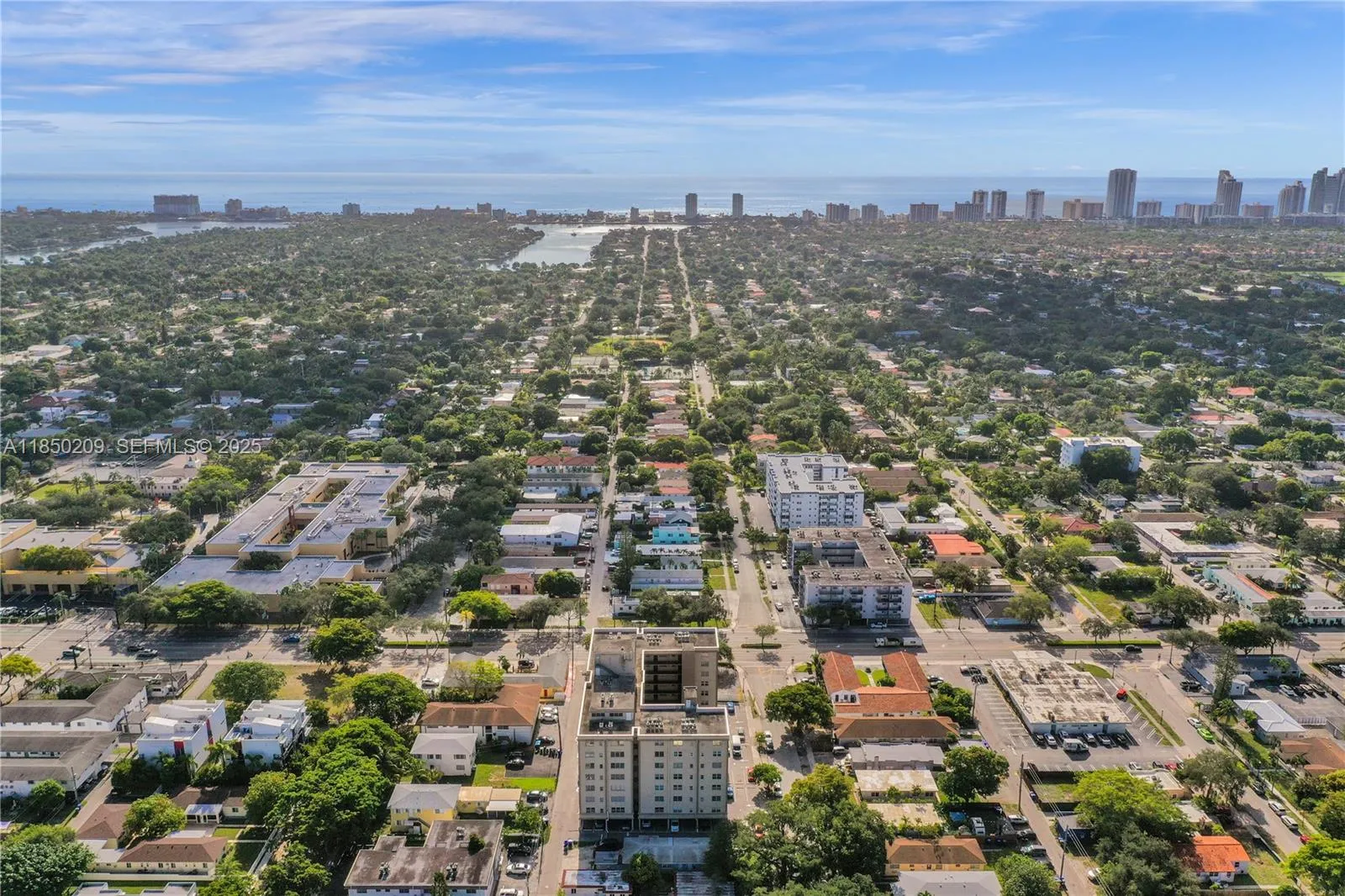 Aerial view facing east