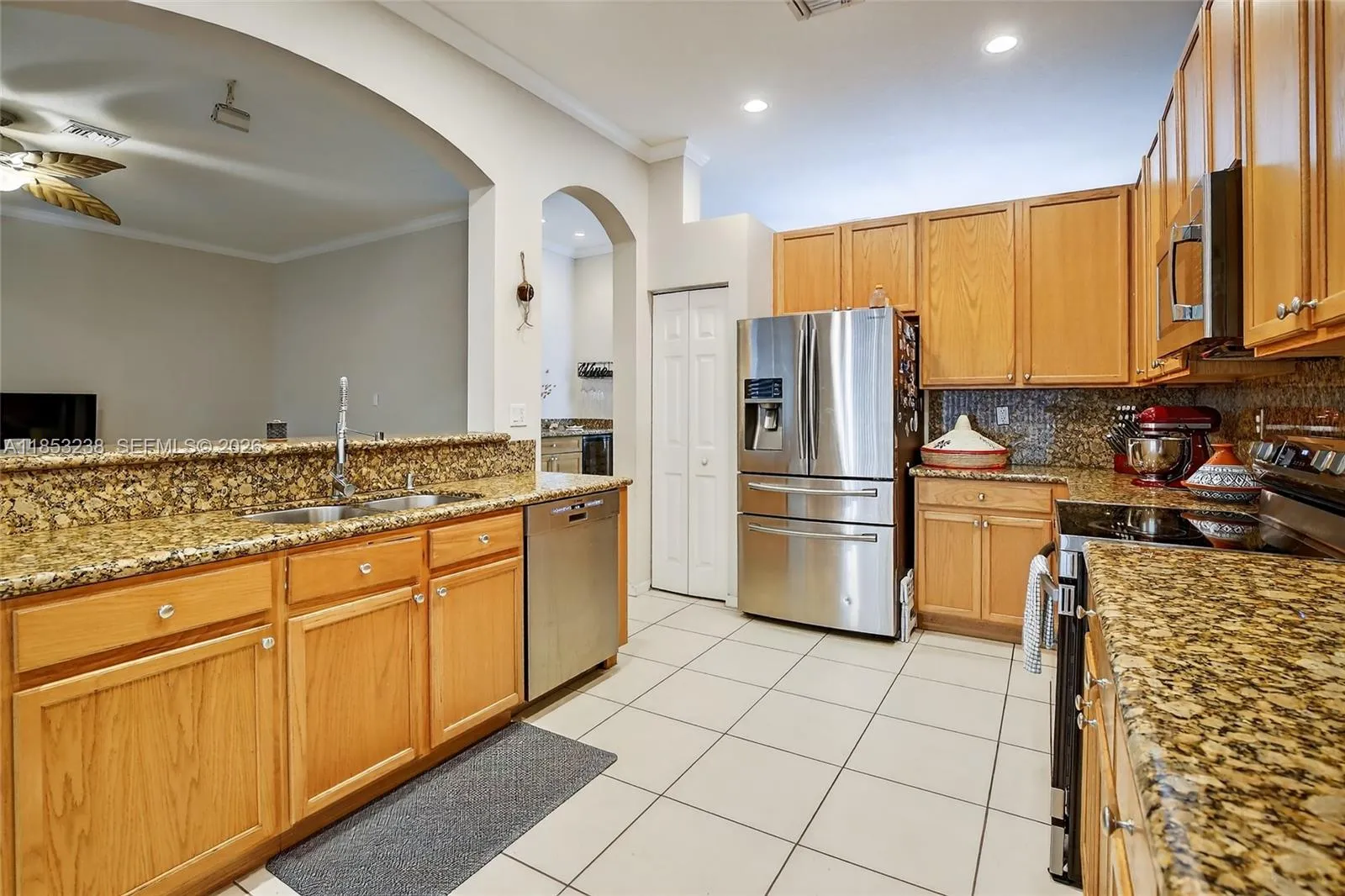 Kitchen with granite counter tops & newer appliances
