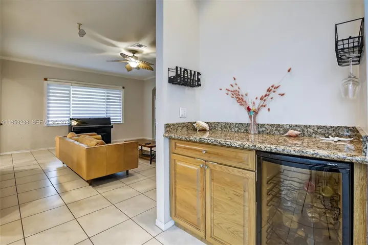 Bar/entertainment station off of dining room