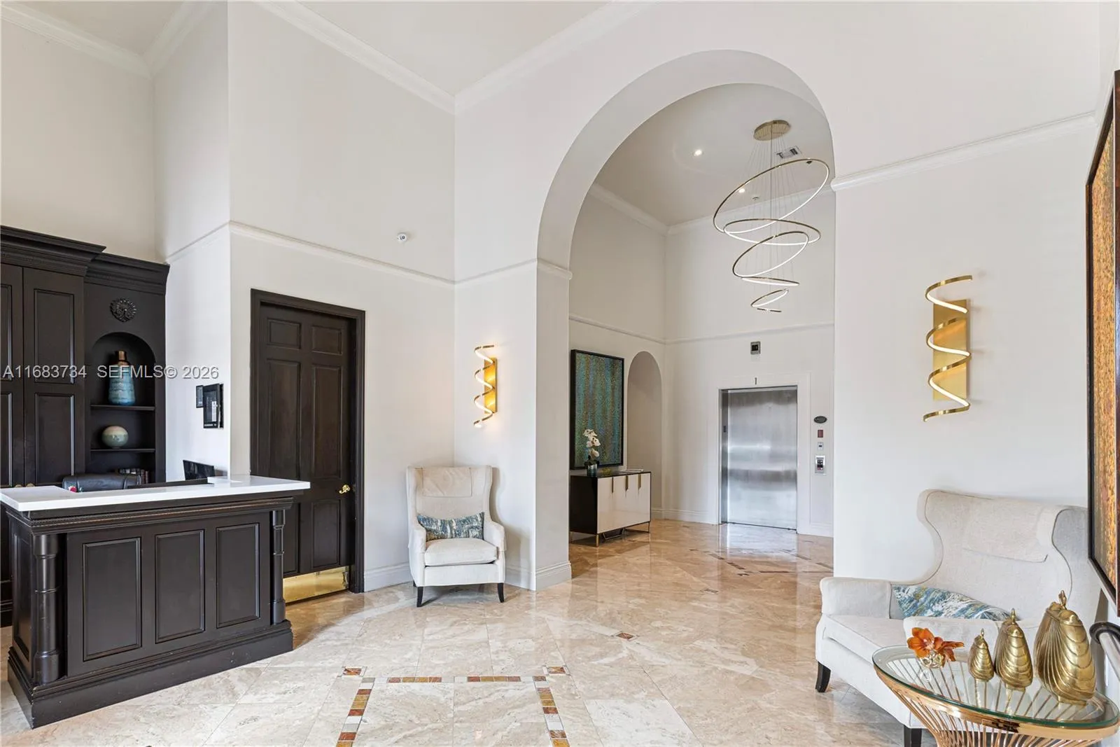 Stylish Lobby with friendly Concierge/Front Desk staff to welcome you.651 Okeechobee Blvd., Unit #202, West Palm Beach, FL. City Place Tower Condominium. For Sale.