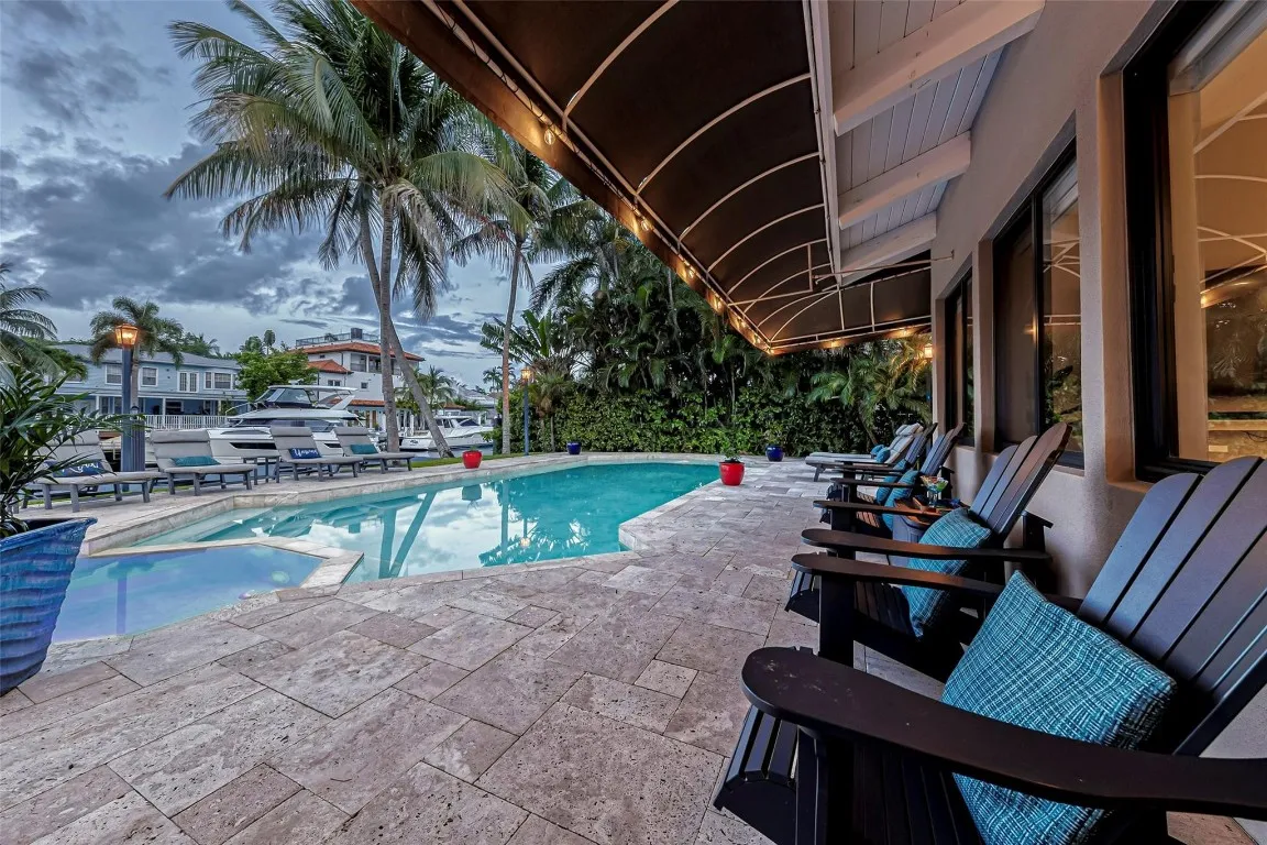 Back patio, Heated pool and hot tub
