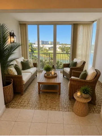 STAGED AI PHOTO OF FURNISHING EXAMPLES FOR THE ENCLOSED PATIO
