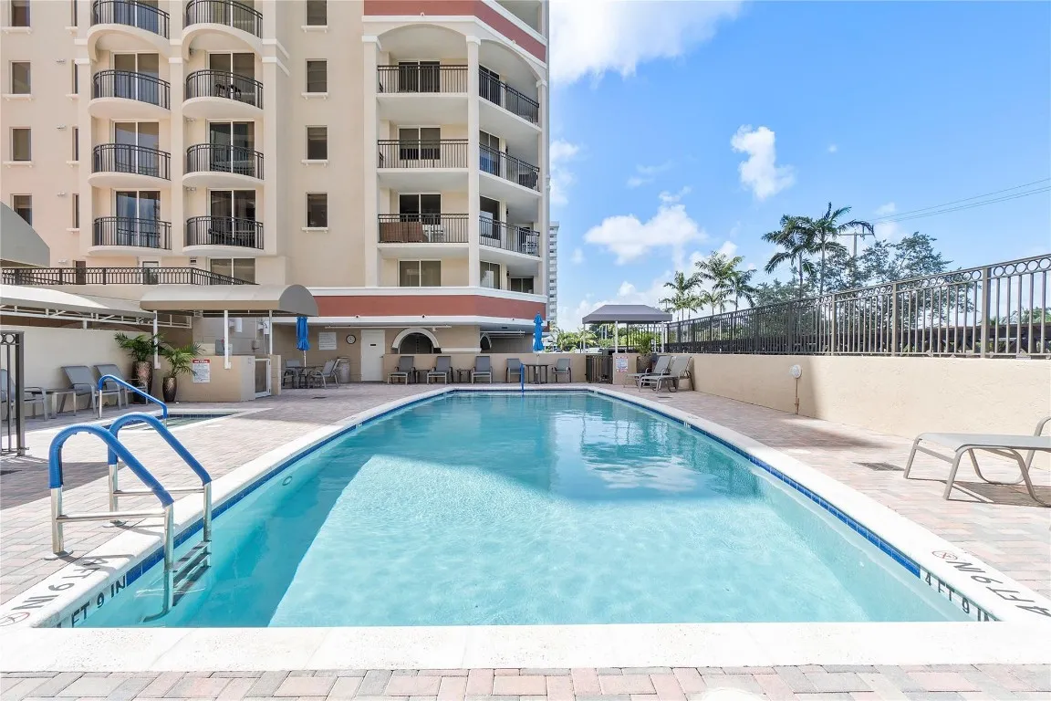 Pool adjoining towers