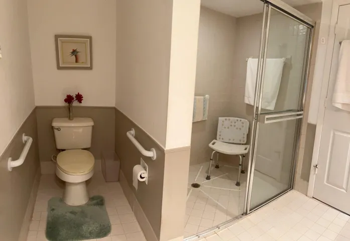 Toilet and shower area master bathroom