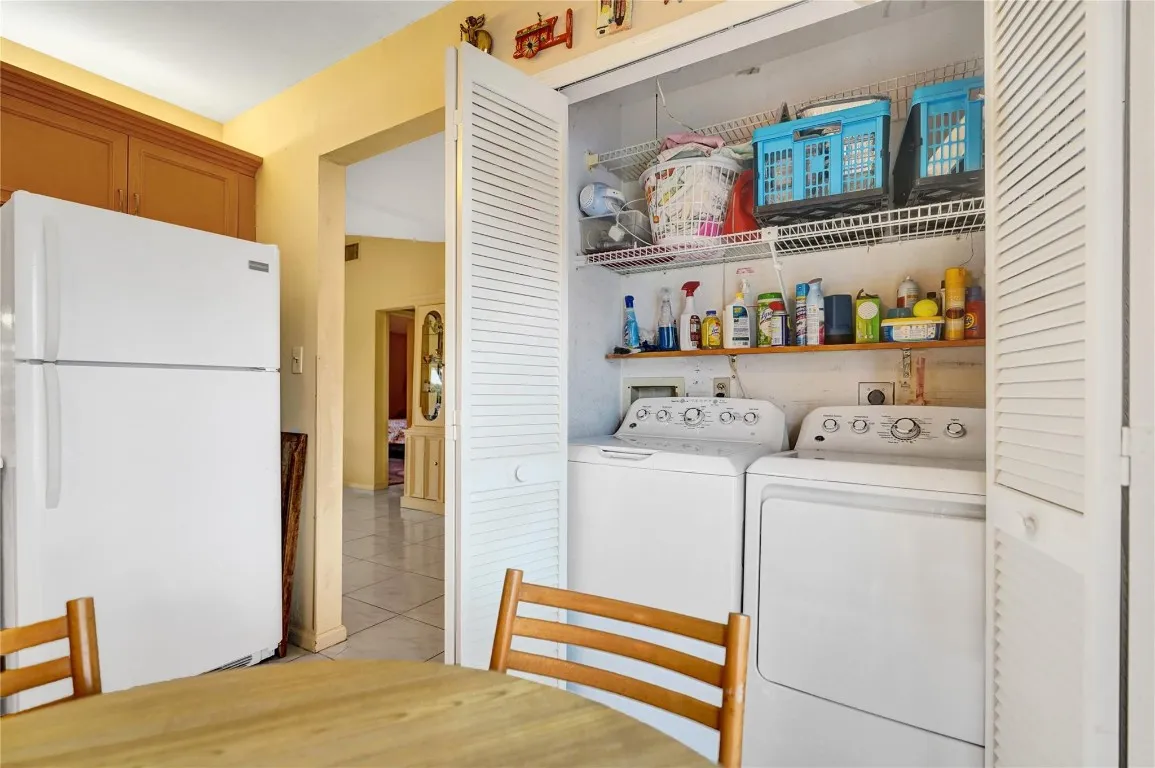 Laundry closet in kitchen