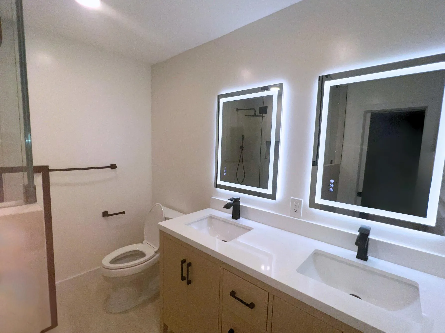 Dual lighted mirrors
