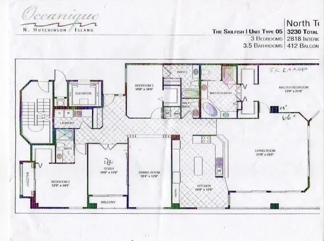 Oceanique Condo 305B Floor Plan